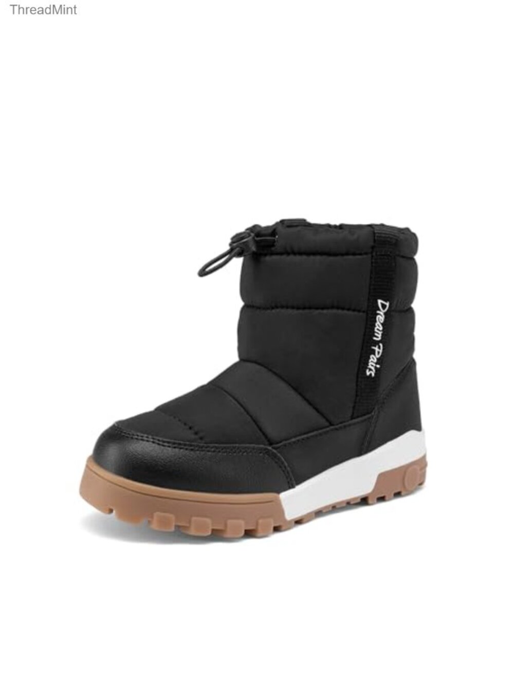 Kids Winter Snow Boots Faux Fur Lined Faux Leather Drawstring